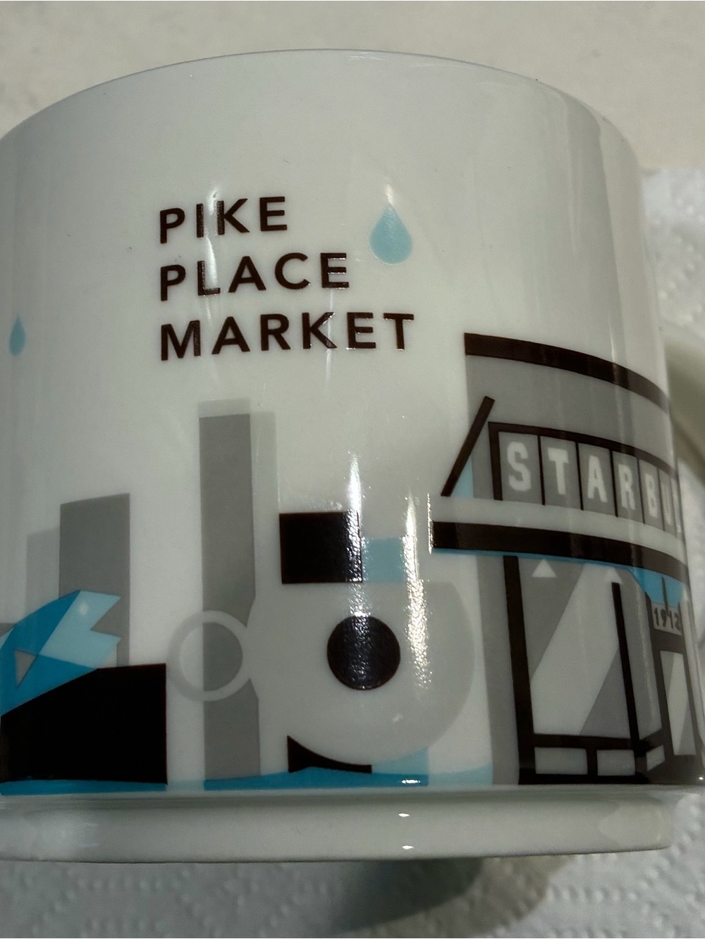 Starbucks Pike Place Market "You Are Here" White, Light Blue & Gray Ceramic Mug